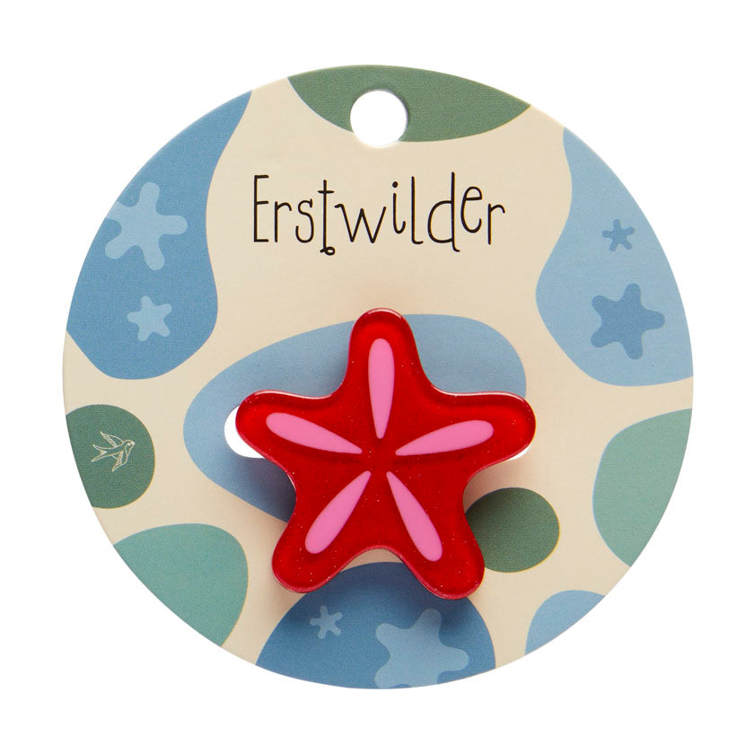 Red Starfish Simplified Mini Brooch