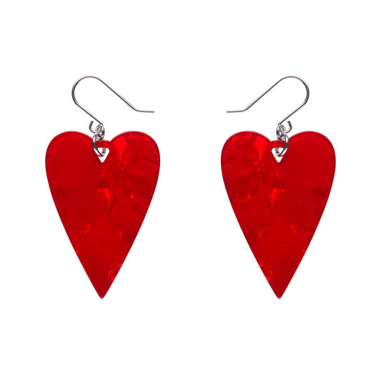 From the Heart  Drop Earrings Red