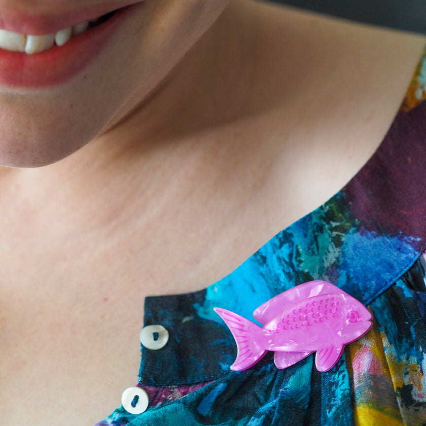 Pink Fish Mini Simplified Brooch