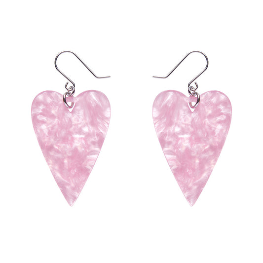 From the Heart  Drop Earrings Pink