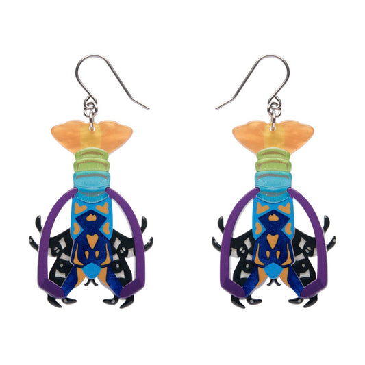 Tropical Rock Lobster Drop Earrings