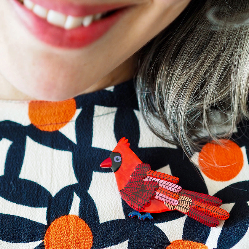 Crimson Cardinal Brooch