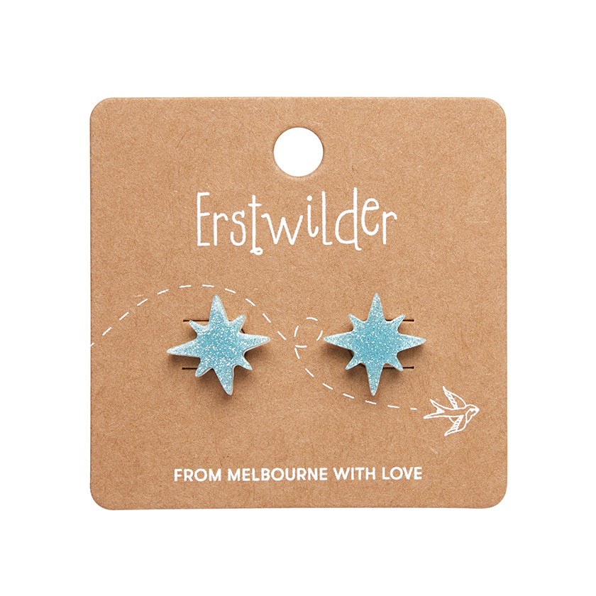 Atomic Star Glitter Stud Earring - Blue