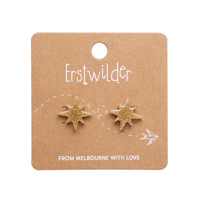 Atomic Star Glitter Stud Earring - Gold