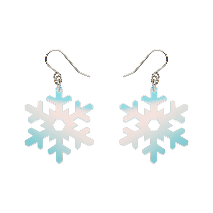 Iridescent Snowflake Drop Earrings