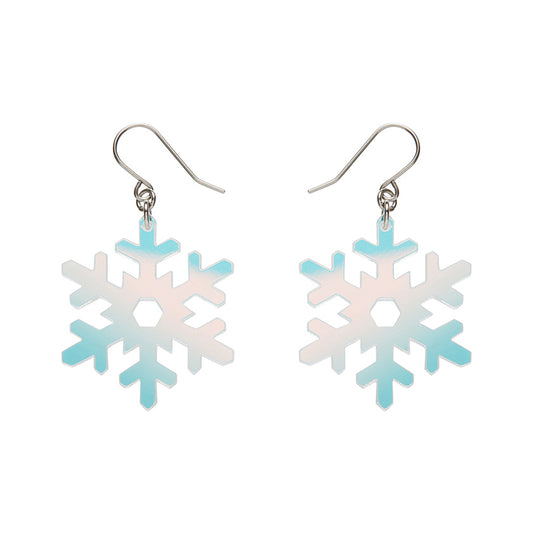 Iridescent Snowflake Drop Earrings