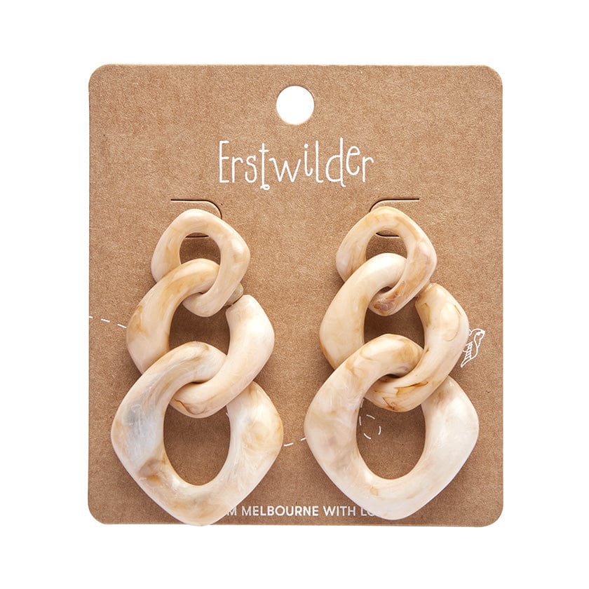 Statement Marble Chain Earrings - Cream