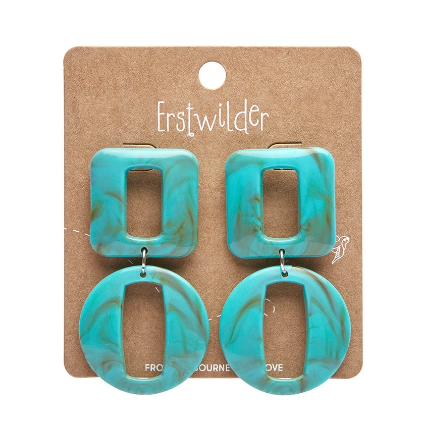 Statement Marble Chunky Drop Earrings - Turquoise